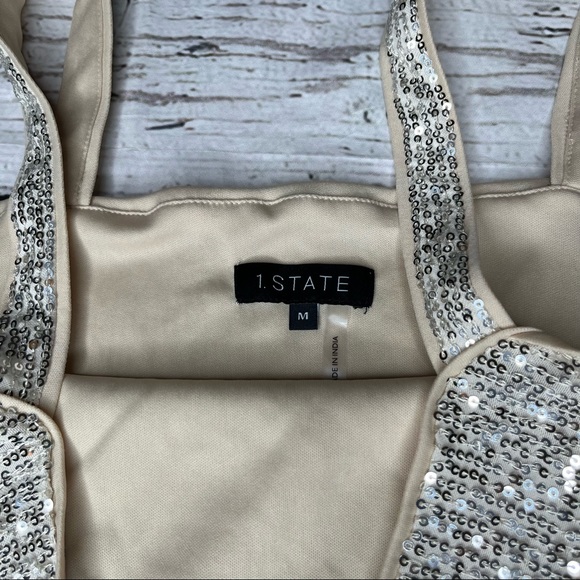 NWT 1.State Sequin Wide Strap Draped Tank Top Size M - Picture 2 of 9